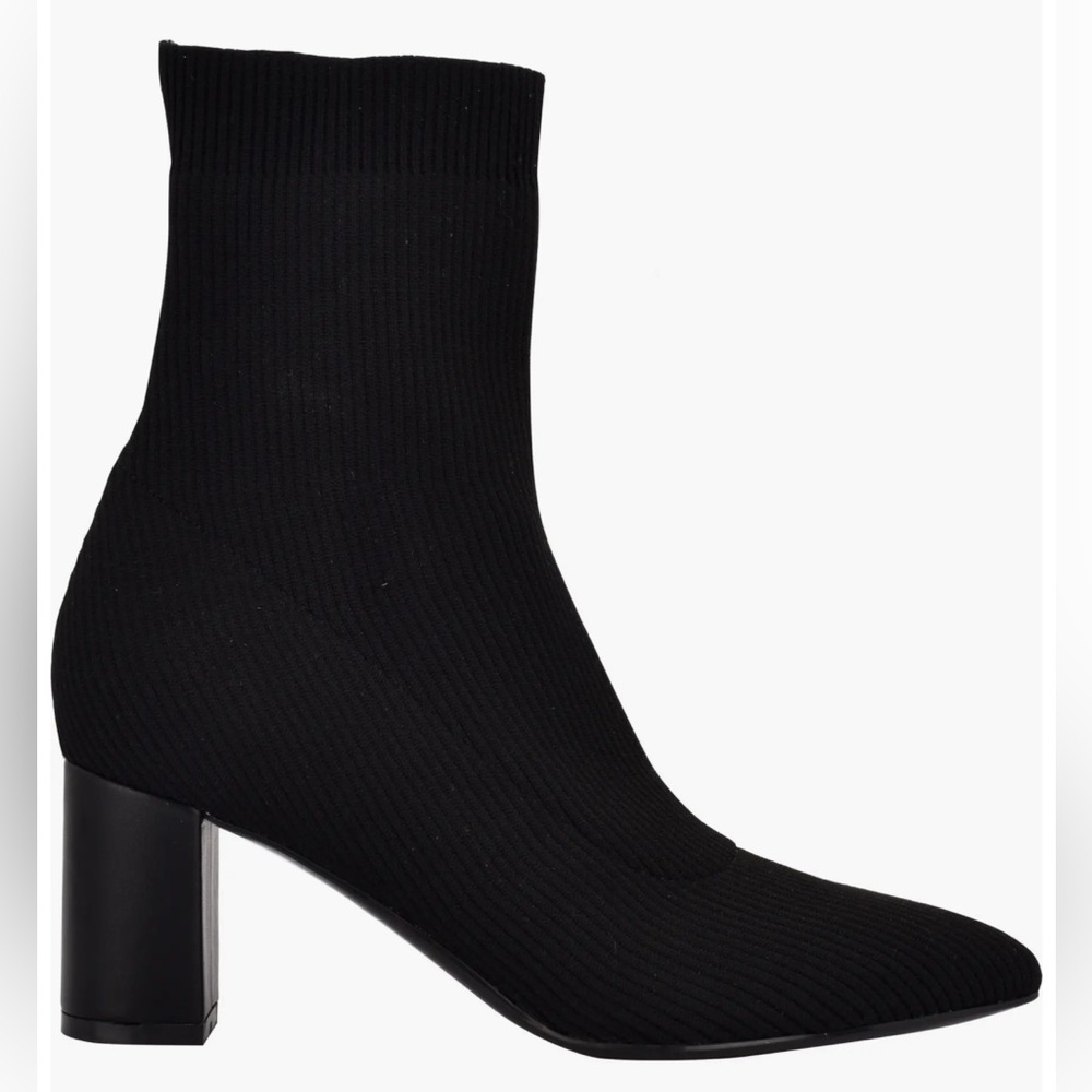 Calvin Klein Finhy Knit Pointed Toe Black Women's Ankle Boots